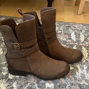 Brown Leather Mid Calf Boots